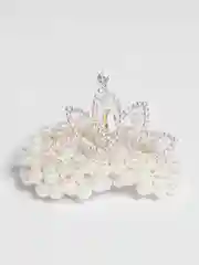 Серебряный резинка для волос жемчуг с короной