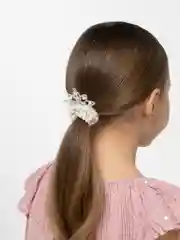 Серебряный резинка для волос жемчуг с короной