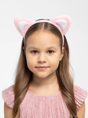 Ободок для волос женский "Ушки кошачьи", розово-белые