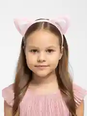 Ободок для волос женский "Ушки кошачьи", розово-белые