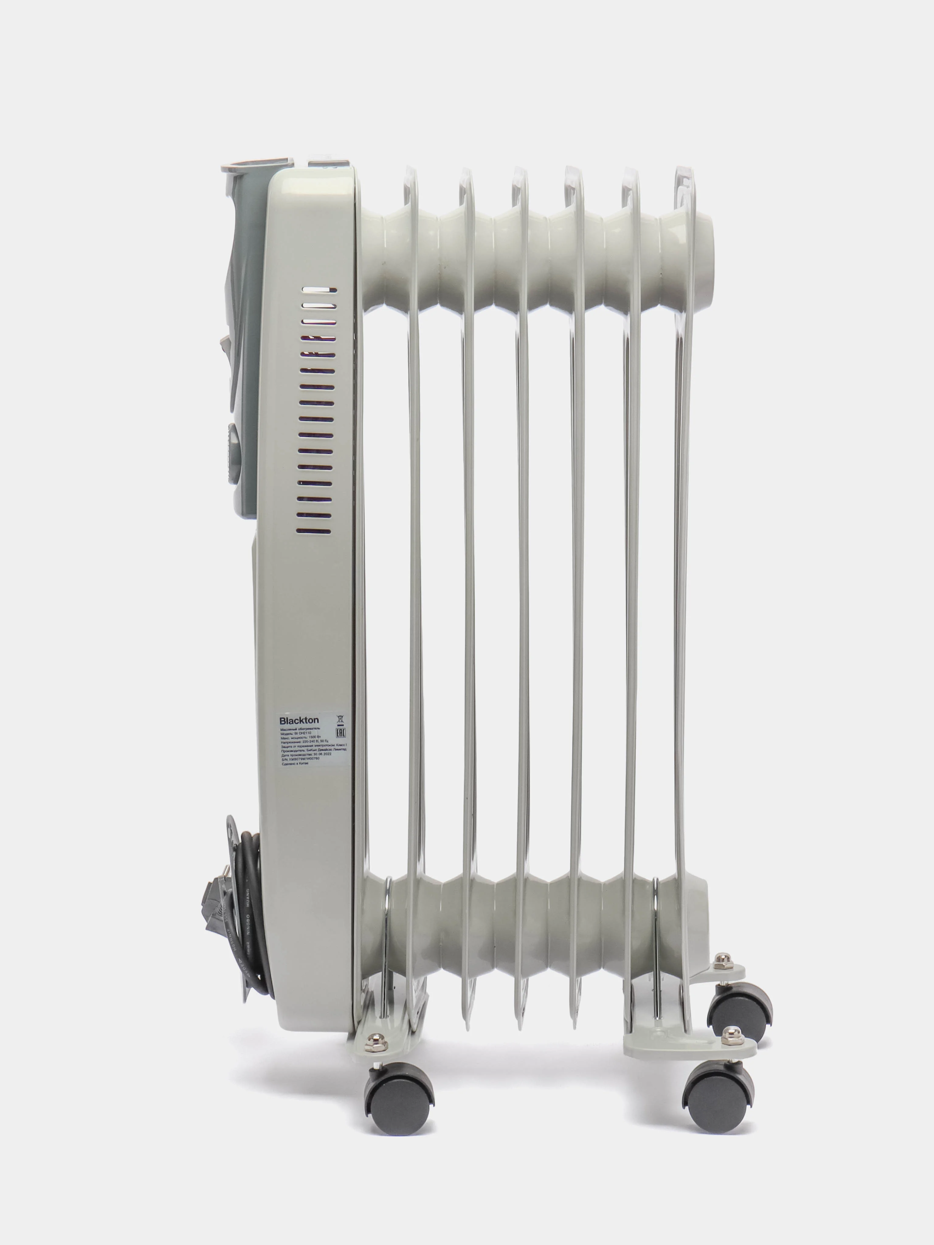 Белый масляный обогреватель Blackton Bt OH2110, масляный радиатор 1500 Вт, 7 СЕКЦИЙ, БЕСШУМНЫЙ