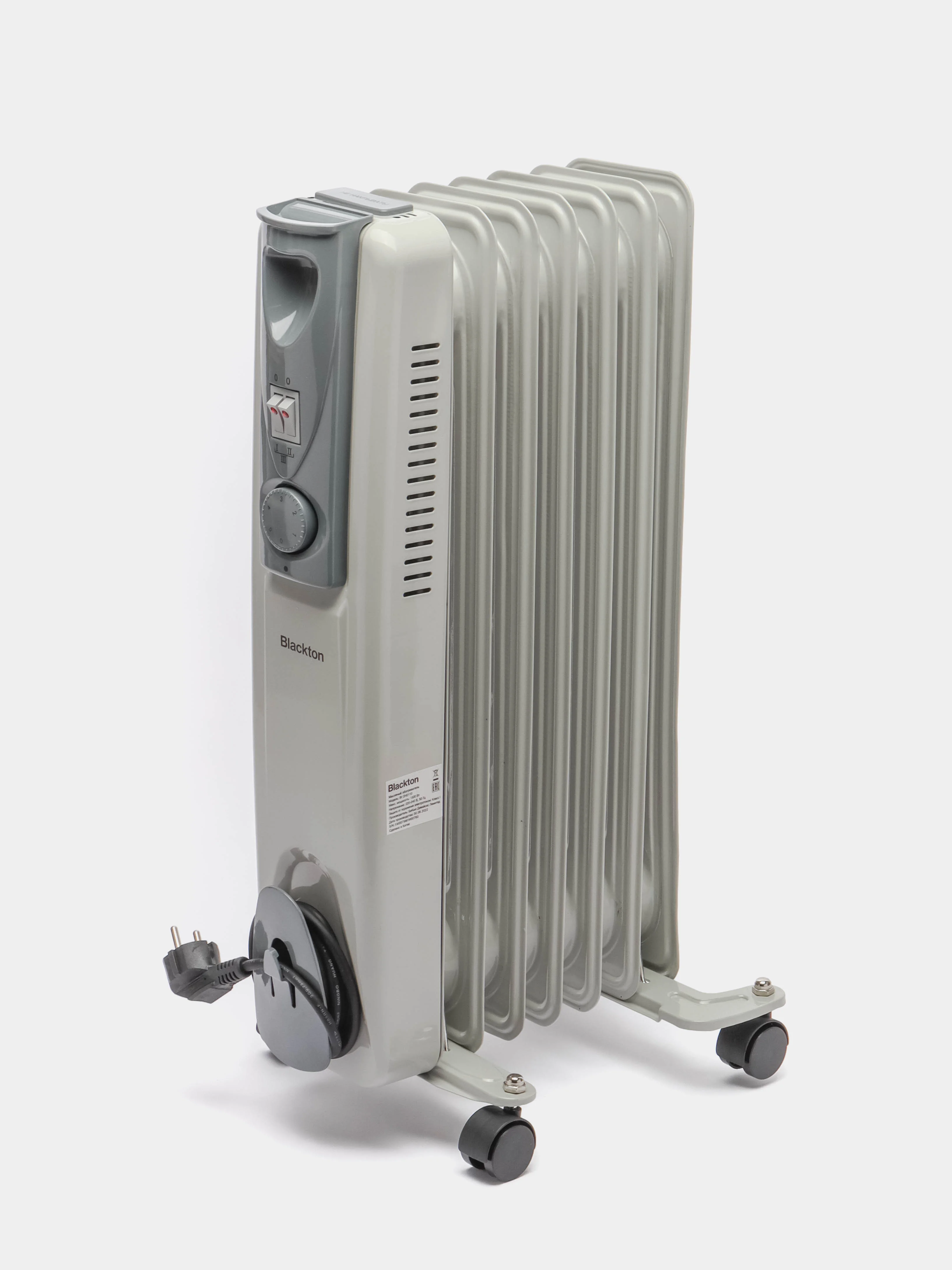 Белый масляный обогреватель Blackton Bt OH2110, масляный радиатор 1500 Вт, 7 СЕКЦИЙ, БЕСШУМНЫЙ