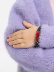 Красный браслет детский шар №6, d=5см