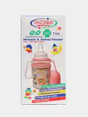 Розовый бутылочка для кормления, с двумя раздвижными, съемными ручками.  150 мл. Для новорожденных