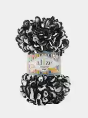 Угольный пряжа Alize Puffy Fine, петельки маленькие, 100 г, 14 м