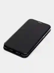 Черный чехол-книжка на Samsung Galaxy A6S, из экокожи, с карманом для карт
