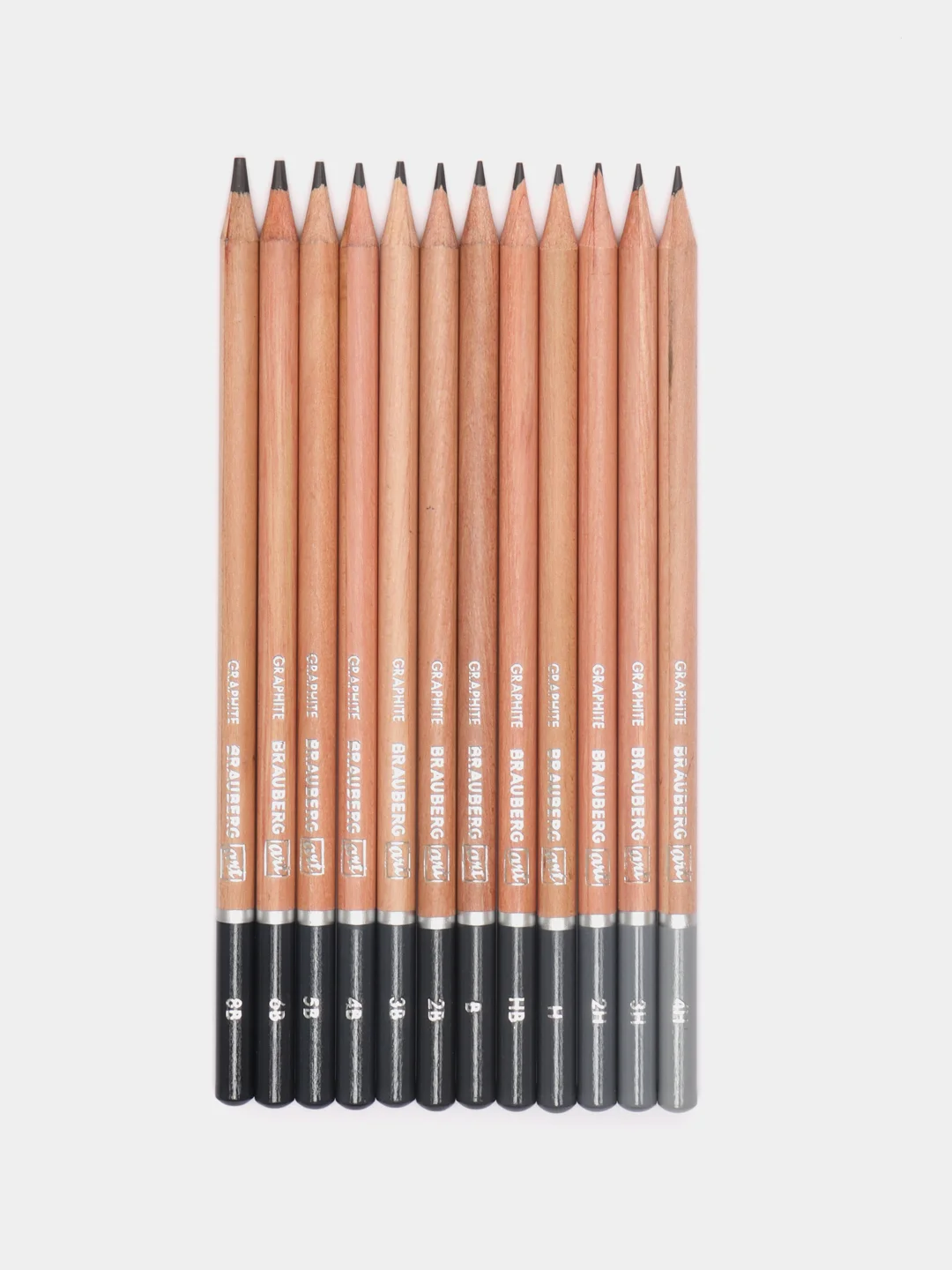 Карандаши Brauberg Art Classic 4H-8B, художественные, чернографитные, набор 12 штук