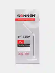 Настольная лампа светильник SONNEN PH-3609, подставка, LED, 9 Вт, метал, серый, 236688