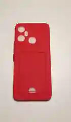 Красный чехол INFINIX SMART 6 PLUS с защитой камеры и карман для пластиковой карты