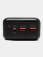 Черный повербанк Hoco J101B, быстрая зарядка, 30000 mAh, 2 USB + Type-C