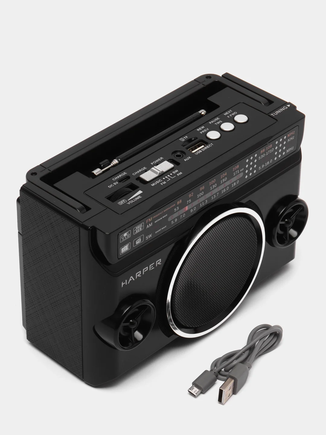 Радиоприемник портативный аналоговый Harper HRS-640, USB, MicroSD, FM, AM, SW, bluetooth