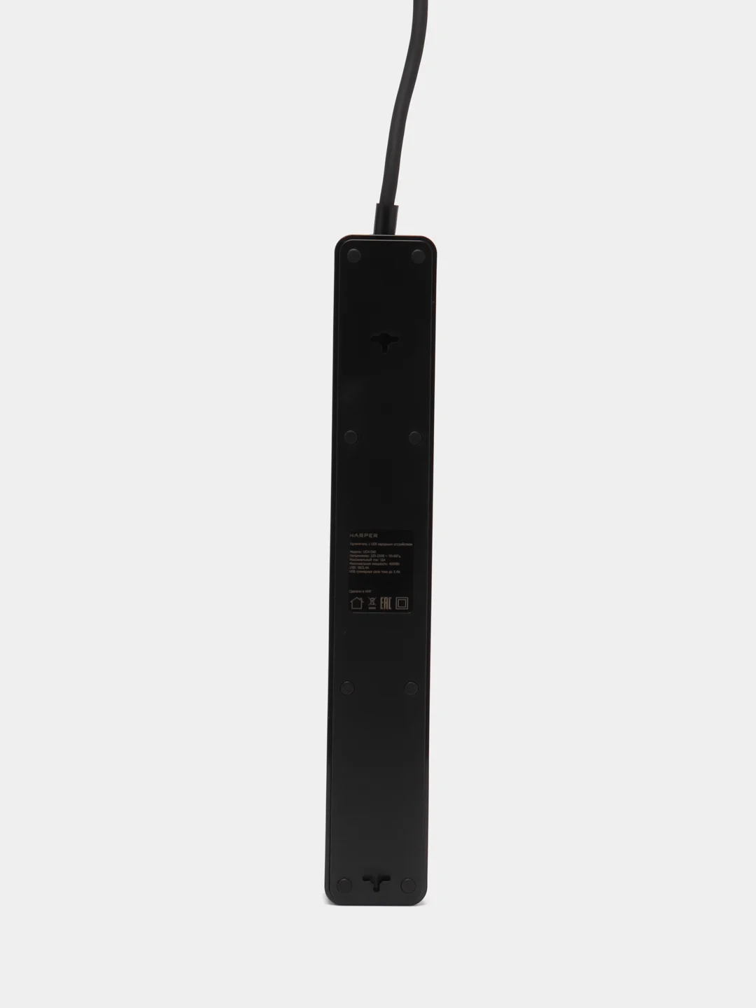 Черный сетевой фильтр Harper UCH-560, 3 метра, 5 розеток, 3 USB, 4000 Вт