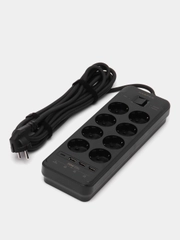 Сетевой фильтр Harper UCH-650 8 розеток,3-USB по 2,4А и 1-USB Type-C Power Delivery (20Вт)