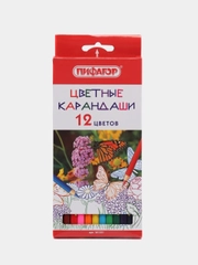 Карандаши цветные Пифагор "Бабочки", 12 цветов