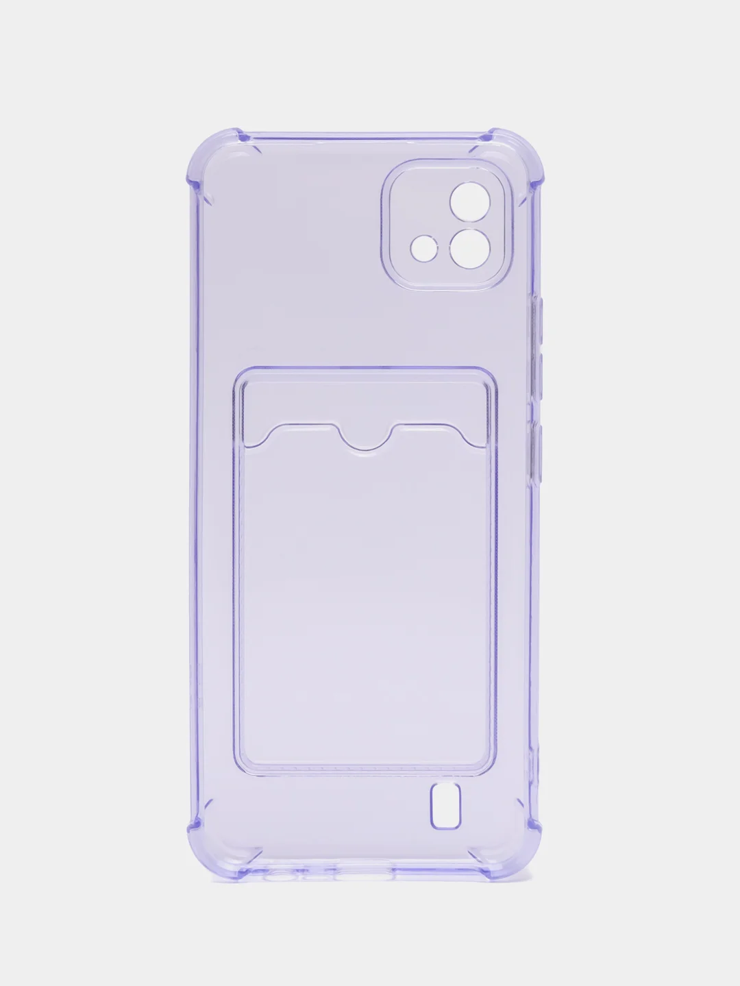 Лавандовый чехол противоударный для Realme C11 2021 / C20 Реалми прозрачный, с карманом для карты
