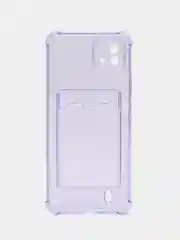 Лавандовый чехол противоударный для Realme C11 2021 / C20 Реалми прозрачный, с карманом для карты