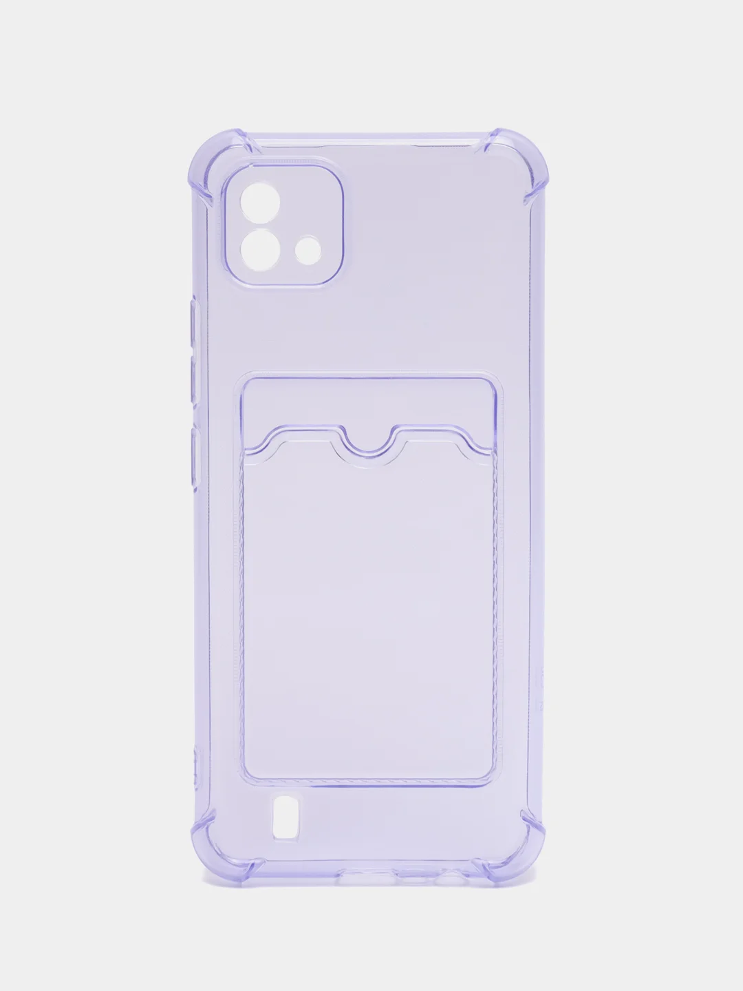 Лавандовый чехол противоударный для Realme C11 2021 / C20 Реалми прозрачный, с карманом для карты