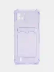 Лавандовый чехол противоударный для Realme C11 2021 / C20 Реалми прозрачный, с карманом для карты