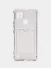 Черный чехол противоударный для Realme C21 / Реалми С21 прозрачный, с карманом для карты