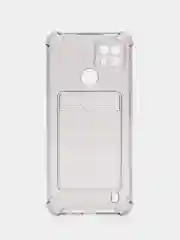 Черный чехол противоударный для Realme C21 / Реалми С21 прозрачный, с карманом для карты
