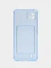 Голубой чехол противоударный для Realme C11 2021 / C20 Реалми прозрачный, с карманом для карты