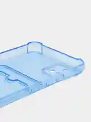Голубой чехол противоударный для Realme C11 2021 / C20 Реалми прозрачный, с карманом для карты