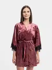 Марсала комплект бархатный: халат, брюки, шорты, майка, пояс