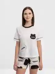 Белый пижама женская: футболка и шорты