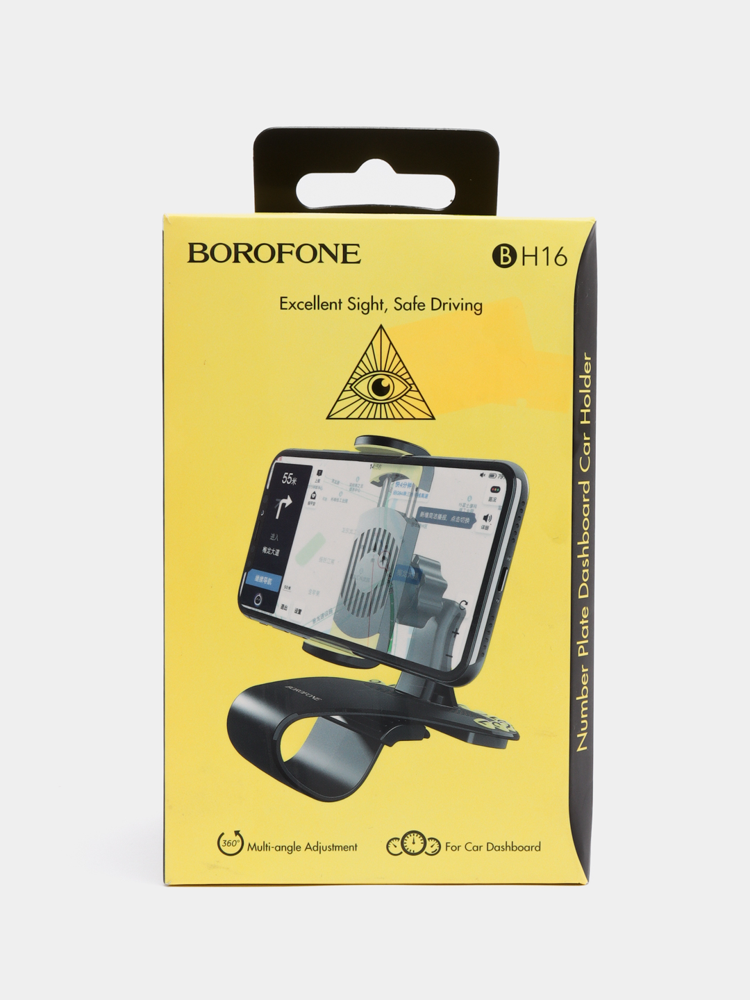 Держатель авто BOROFONE BH16 с креплением на козырек панели + номер  телефона цвет черный купить по цене 344 ₽ в интернет-магазине KazanExpress