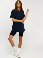 Темно-синий футболка женская Oversize, однотонная, 100% хлопок