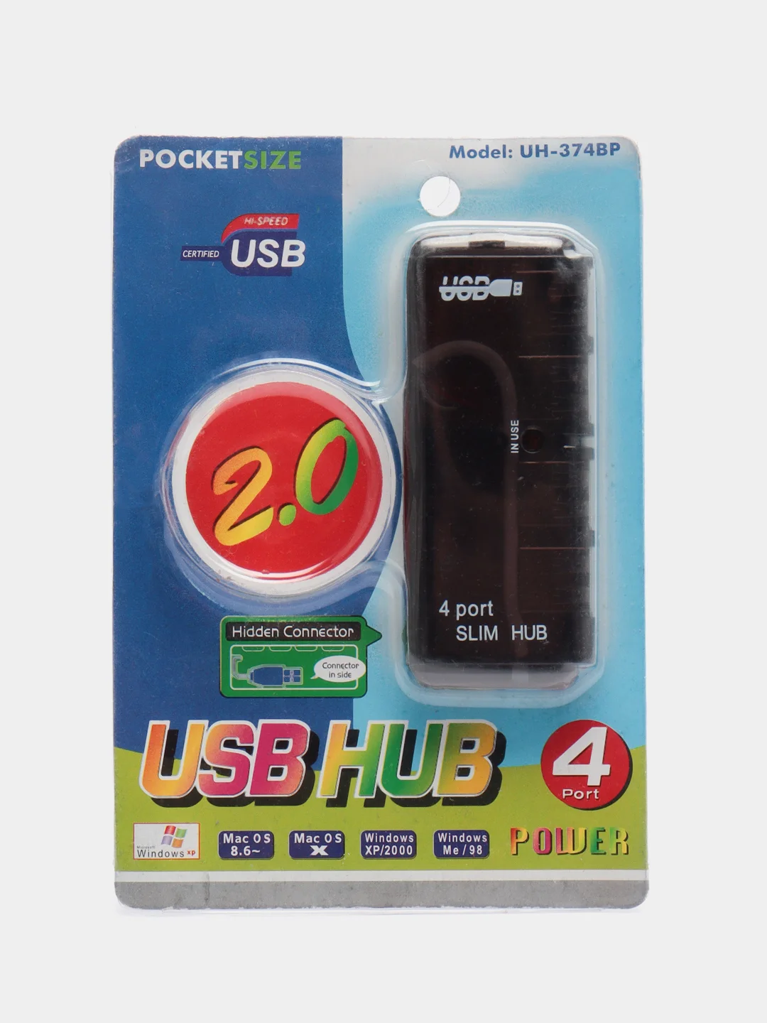 Черный компьютерный хаб, UH-374BP / JC-21516, 4 порта