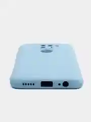 Голубой чехол Xiaomi Redmi Note 9, Редми Нот 9 силиконовый, с закрытым низом и бархатом внутри