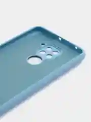 Голубой чехол Xiaomi Redmi Note 9, Редми Нот 9 силиконовый, с закрытым низом и бархатом внутри