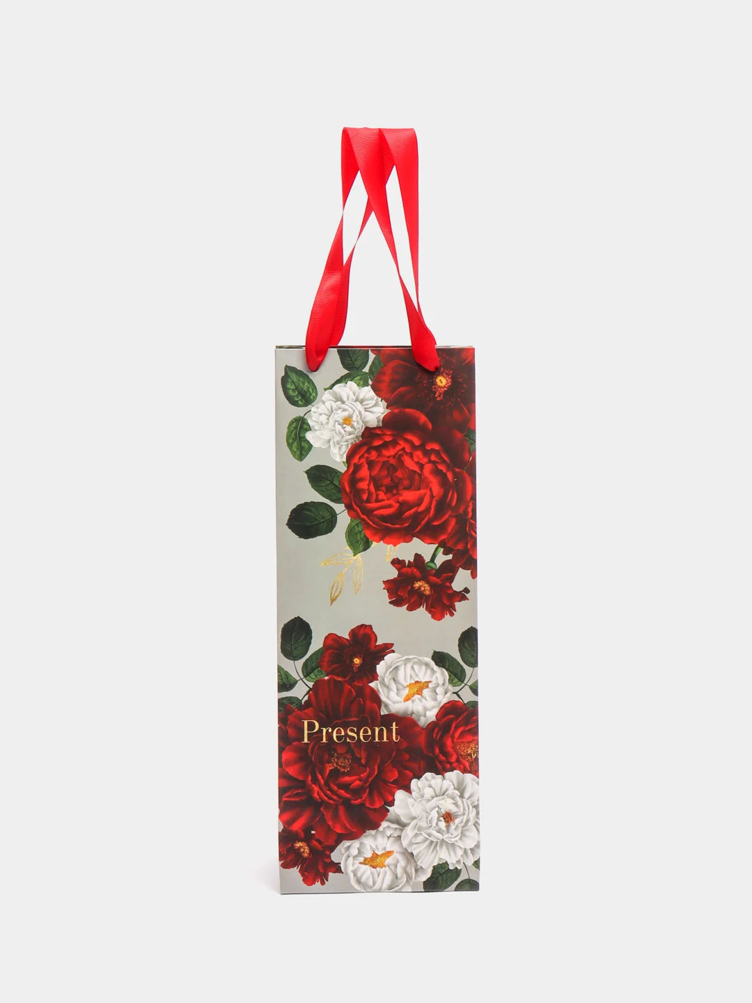 Пакет подарочный под бутылку Flowers, 13 х 36 x 10 см