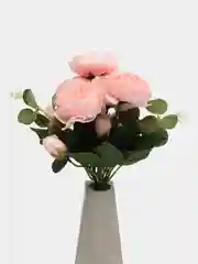 Розовый искусственные цветы пионы,  букет пионов с эвкалиптом