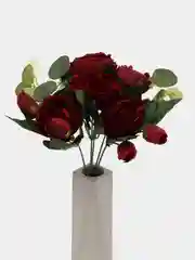 Бордовый искусственные цветы пионы,  букет пионов с эвкалиптом