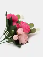 Тёмно-розовый искусственные цветы пионы,  букет пионов с эвкалиптом