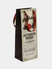 Пакет  подарочный под бутылку "Настоящему мужику", 36 х 13 х 10 см
