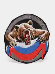 Черный шеврон нашивка "Русский медведь", на липучке
