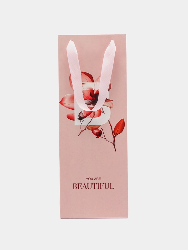 Пакет подарочный под бутылку "You are beautiful", 13 x 36 x 10 см