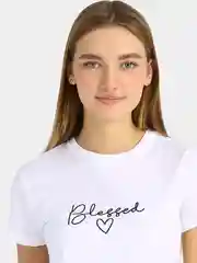 Белый женская футболка с принтом "Blessed", 100% хлопок