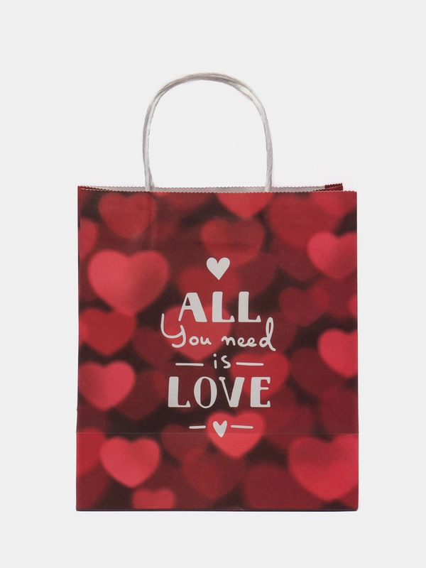 Пакет подарочный "All you need is love", 22 х 25 х 12 см