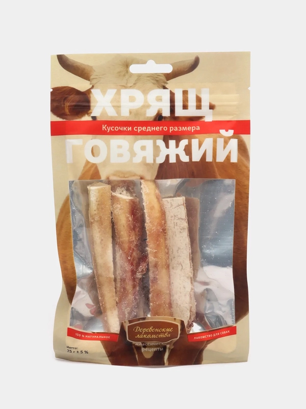 Лакомство для собак Деревенские лакомства "Хрящ говяжий", 75 г