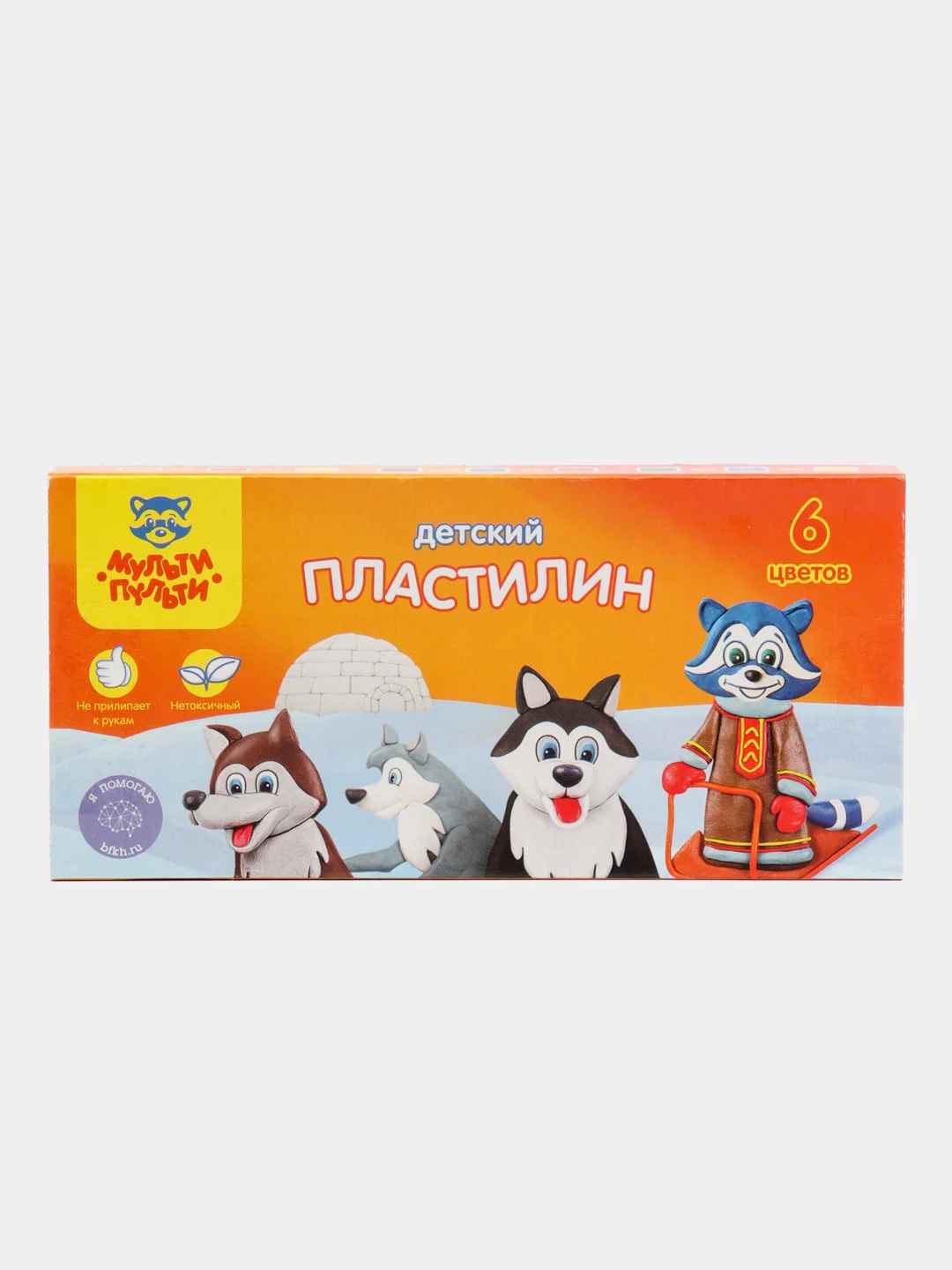 Пластилин Мульти-Пульти "Енот на Аляске", 06 цветов, 90г
