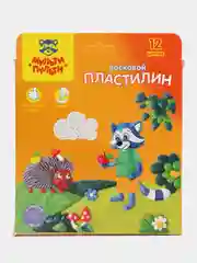 Пластилин Мульти-Пульти "Енот в лесу", восковой, европодвес, 12 цветов, 180 г