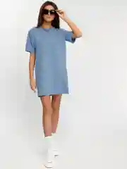 Небесно-голубой платье-футболка Оversize однотонное, короткое