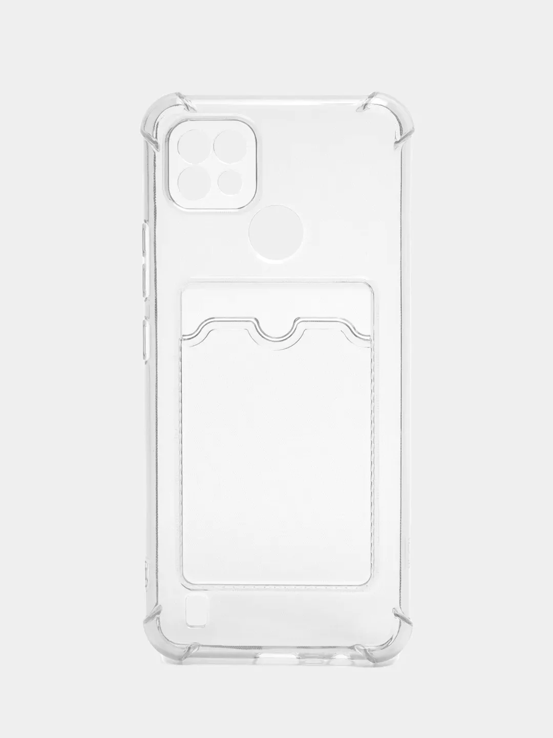 Прозрачный чехол противоударный для Realme C21 / Реалми С21 прозрачный, с карманом для карты
