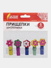 Прищепки декоративные "Цветочки", 5 штук 3,5 см
