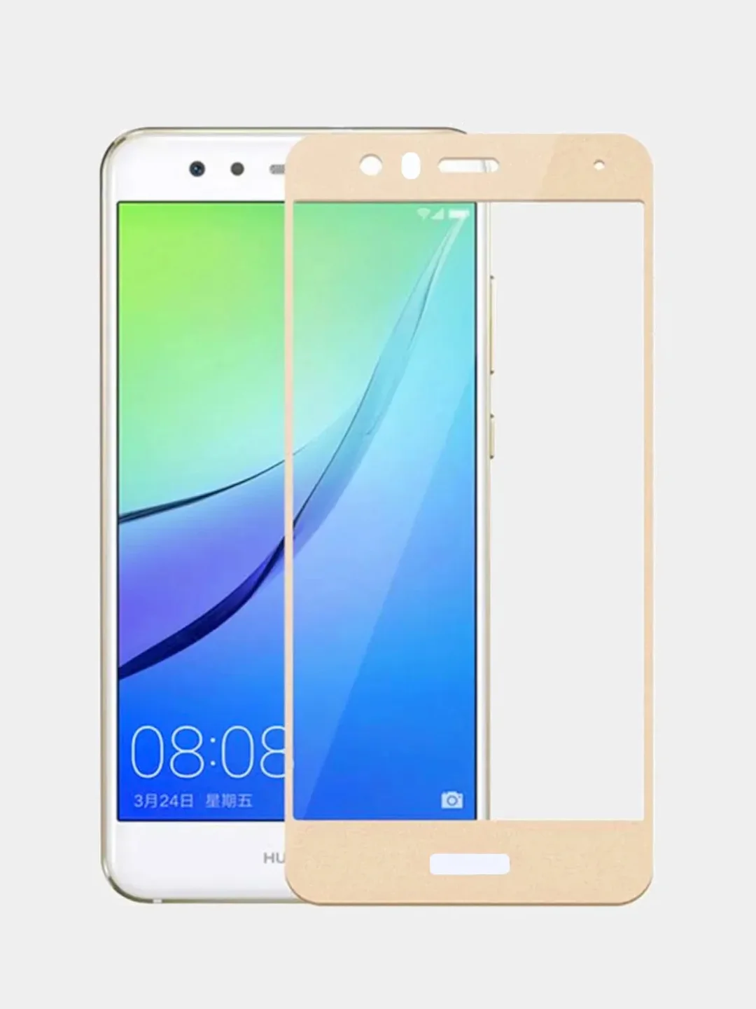 Золотой huawei P10 lite / Nova Lite, Хуавей П10 лайт / Нова Лайт, Защитное стекло 5D