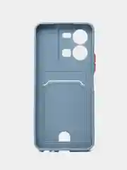 Серый чехол VIVO Y35 с защитой камеры и карманом для пластиковой карты